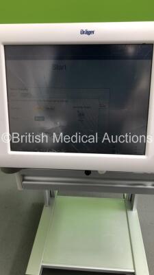 Drager Evita XL Ventilator Software Version 7.00 with Hoses on Stand (Powers Up-Damage to Screen-See Photos-Running Hours Can't Be Seen Due to Crack) * SN ASBK-0037 * * Mfd 2010 * - 2