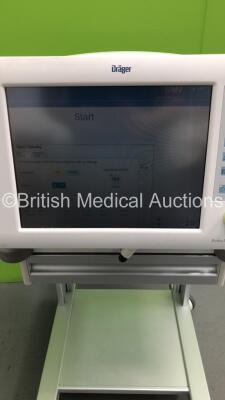 Drager Evita XL Ventilator Software Version 07.02 / Running Hours 67363 with Hoses on Stand (Powers Up-Mark to Screen-See Photos) * SN ASCA-0357 * * Mfd 2011 * - 2
