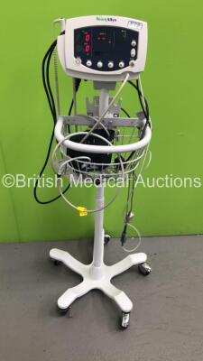Welch Allyn 53NT0 Patient Monitor on Stand with 1 x BP Hose,1 x BP Cuff and 1 x SpO2 Finger Sensor (Powers Up) * SN JA096611 *