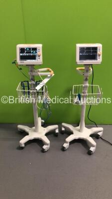 2 x Philips SureSigns VS3 Patient Monitors on Stands with SpO2 and BP Options,1 x SpO2 Finger Sensor and 1 x BP Hose (Both Power Up) *G* * SN CN2315942 / CN23147649 *