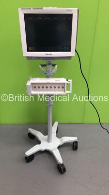 Philips IntelliVue MP70 M8007A Patient Monitor on Stand with Philips Module Rack (Powers Up) * Mfd 2004 *