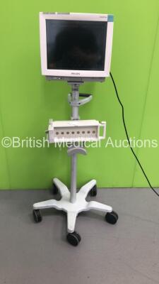 Philips IntelliVue MP70 M8007A Patient Monitor on Stand with Philips Module Rack (Powers Up) * Mfd 2007 *