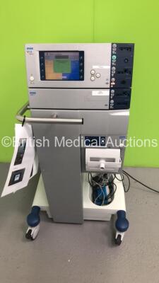 ERBE VIO 300 D Electrosurgical / Diathermy Unit Version 1.7.9 with ERBE VEM 2 Extension Module,ERBE IES 2 Smoke Evacuator,Electrode and Footswitch on Trolley (Powers Up)