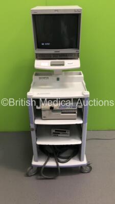 Olympus Stack Trolley Including Sony Trinitron Monitor,Olympus Evis Lucera CV-260 Processor,Sony DVCAM Digital Video Cassette Recorder and Cables (Powers Up)