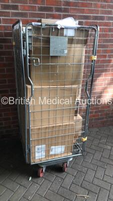 Large Cage of Mixed Monitor Accessories and Brackets Including Philips IntelliVue Reusable ECG Lead Sets and Trunk Cables (Cage Not Included)