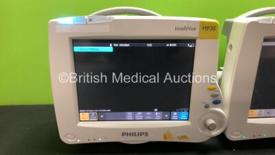 3 x Philips IntelliVue MP30 Patient Monitors (All Power Up) *Mfd's - 2009 - 2004 - 2012* - 2