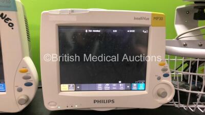 Job Lot of Patient Monitors Including 1 x Philips Intellivue MP50 Anesthesia Monitor, 1 x Philips MP30 Patient Monitor and 1 x Welch Allyn 53N00 Patient Monitor (All Power Up) - 3