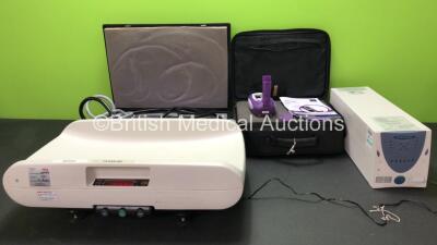 Mixed Lot Including 1 x Seca 637 Weighing Scales with 1 x AC Power Supply (Powers Up) 1 x Spembly Medical SR1 Cryo Gun, 1 x NObreath Nitric Oxide Tester (Untested Due to Possible Flat Batteries) 1 x Powervar UPS Unit (Powers Up)