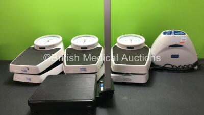 Mixed Lot Including 1 x Arjohuntleigh Autologic Pressure Mattress (Powers Up) 6 x Seca Model 761 Weighing Scales and 1 x Seca Model 707 Weighing Scales (Untested Due to No Power Supply) *SN 1100041779 - 259027 - 259028 - 259026 - 259025*