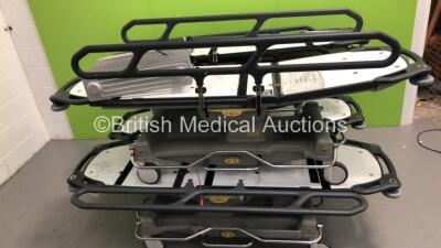 4 x Anetic Aid QA3 Hydraulic Patient Trolleys * 1 x Damaged-See Photos * (Hydraulics Tested Working)