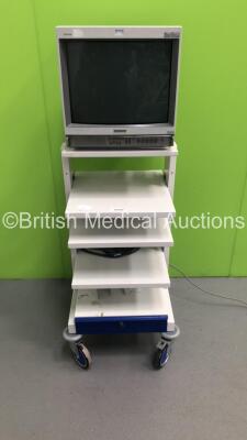 Unknown Make Stack Trolley with Sony Trinitron Monitor (No Power-Damage to Side Panel)