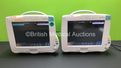 2 x Philips IntelliVue MP50 Anaesthesia and Neonatal Patient Monitors *Mfd - 2011 - 2015* (Both Power Up) *DE483B7885 - DE82087513*