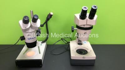 1 x Gallenkamp Binocular Microscope MIB-310-P and 1 x Olympus VM-ILA-2 Binocular Microscope with Power Supply *85271 - 992114*