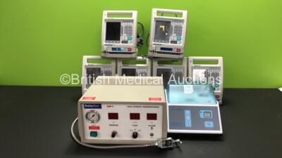 Mixed Lot Including 6 x Baxter Colleague CXE Infusion Pumps, 1 x Linea Tac TAC-400M Shaker and 1 x Sigmacon Soloflow RAP-4 Insufflator *90040117/2002 / 310268 / 22040451DL / 22040213DL / 22040479DL / 22040418DL / 22024607DL*