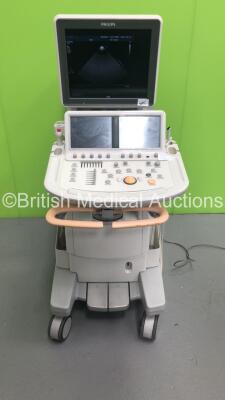 Philips IE33 Flatscreen Ultrasound Scanner *Mfd - December 2004* with 1 x Philips S5-1 Transducer / Probe, 1 x D2cw Transducer / Probe, 1 x Sony UP-D895MD Digital Graphic Printer and 1 x Mitsubishi MD3000 Video Cassette Recorder (Powers Up, Missing Dial -