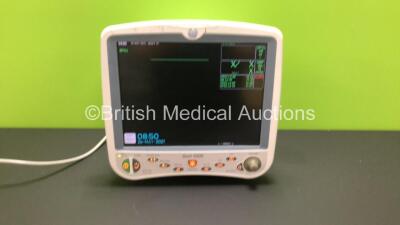 GE Dash 5000 Patient Monitor with BP 1/3, BP 2/4, SPO2, TEMP/CO, CO2, NBP and ECG Options (Powers Up with Damaged Casing - See Photo)