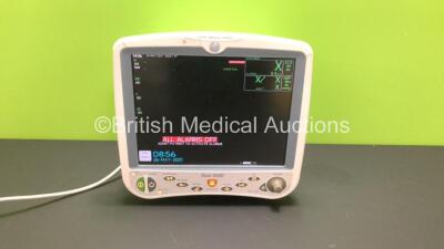 GE Dash 5000 Patient Monitor with BP 1/3, BP 2/4, SPO2, TEMP/CO, CO2, NBP and ECG Options (Powers Up with Damaged Casing - See Photo)