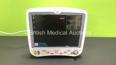 GE Dash 5000 Patient Monitor with BP 1/3, BP 2/4, SPO2, TEMP/CO, CO2, NBP and ECG Options (Powers Up with Damaged Casing - See Photo)