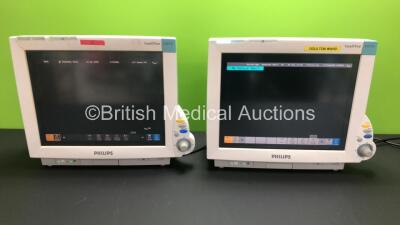 2 x Philips IntelliVue MP70 Touch Screen Patient Monitors Software Version C.00.82 - J.10.54 *Mfd Both 2005*(Both Power Up) *DE52035769 - DE52032126*