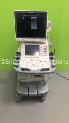 Toshiba Aplio 500 TUS-A500 Flat Screen Ultrasound Scanner *S/N T1D1232528* **Mfd 03/2012** Software Version AB_V2.10*R002 with 1 x Transducer / Probe (PLT-1204BX *Mfd 03/2012*) (Powers Up - Small Marks to Lower Trims)