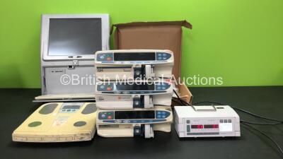 Mixed Lot Including 1 x Volumed VP 7000 Volumetric Pump (Powers Up) 2 x Carefusion Alaris GH Syringe Pumps (Both Power Up with Blank Screens and Alarms) 1 x Alaris Asena GH Syringe Pump (Powers Up with Blank Screen and Alarm) 1 xRDP 104222 Display Screen 