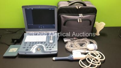 GE Voluson-i Portable Ultrasound Scanner Software Version A 7.1.5.551 *Mfd- 03/2008 * * SN B01315 * with 1 x GE RAB2-8-RS Transducer - Probe *Mfd- 06-2020* 1 x Unknown Transducer-Probe 1x Battery and 1 x AC Power Supply in Carry Bag (Powers Up)