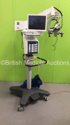 Zeiss OPMI Vario S8 Dual Operated Surgical Microscope on Zeiss S88 Stand with Monitor, Zeiss MediLive Trio Control Box, and 2 x Zeiss f170 Eyepieces with 12.5x Lenses (Powers Up with Good Bulb) *6629120841*