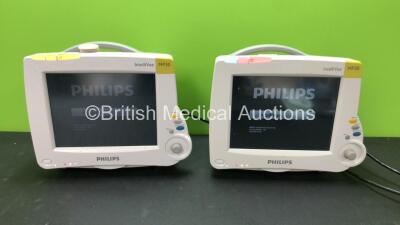 2 x Philips Intellivue MP30 Patient Monitors with 2 x Philips M3001A Modules Including ECG, SpO2 and NBP Options (Both Power Up)