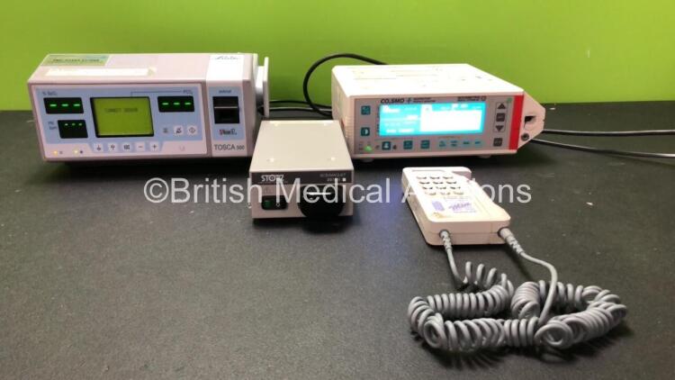Mixed Lot Including 1 x Masimo Set Tosca 500 Radiometer (Powers Up) 1 x Storz 200908 32 SCB/Maquet Unit (No Power) 1 x CO2SMO Respiratory Profile Monitor (Powers Up) 1 x Huntleigh Dopplex Fetal Doppler (Powers Up)