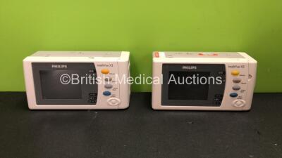 2 x Philips Intellivue X2 Handheld Patient Monitors Software Version K.21.61 - M.04.00 Including ECG, SpO2, NBP, Temp and Press Options with 2 x Batteries (Both Power Up when Tested with Stock Batteries) *Mfd 2018 - 2010*