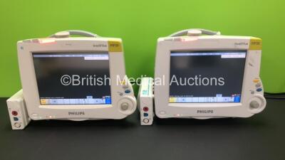 2 x Philips Intellivue MP30 Patient Monitors with 2 x Philips M3001A Modules Including ECG, SpO2 and NBP Options *Mfd 2006* (Both Power Up)