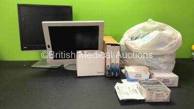 Mixed Lot Including 1 x Sony SDM-M81 LCD Color Monitor (Untested Due to No Power Supply) 1 x Benq ET-00118 LCD Monitor (Untested Due to No Power Supply) 3 x Proximate Ref TL90 Reloadable Linear Staplers and Large Quantity of Consumables Including Cutting 