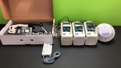 Mixed Lot Including 1 x Wallach LL100 Nitrous Oxide Cryo Surgical Unit, 1 x Huntleigh Mini Dopplex D900, 3 x Zebra LP 2824 Thermal Label Printers with Power Supplies and 1 x Enraf Nonius Circuplode *036409 - KA5 99 32204 - 22A060400448*