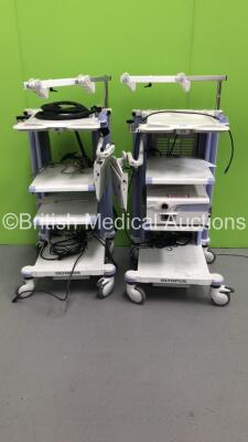 2 x Olympus Stack Trolleys with Olympus Endo Echo EU-M2000 Endoscopic Ultrasound Centre and Olympus ECS-260 Connector Cable (Powers Up) *S/N 1211202*