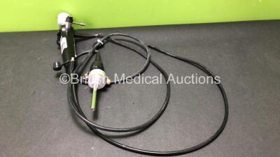 Pentax FC-15P Bronchoscope Engineers Report : Optical System - 1 Broken Fibre, Angulation - Broken, Insertion Tube - Rubber Stretched, Light Transmission - Ok, Channels - Ok, Leak Check - Excessive Leak *SN A01442*