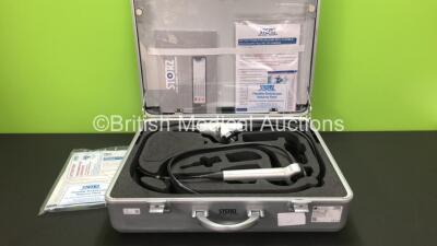 Karl Storz 11900 BF Video Bronchoscope in Carry Case. Engineers Report : Optical System - Unable to Check, Angulation - Strained, Insertion Tube - Ok, Light Transmission - Poor, Channels - Ok, Leak Check - Unable to Check *SN 57639*