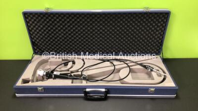 Pentax FB-15P Cystoscope in Carry Case. Engineers Report : Optical System - No Broken Fibres, Angulation - Ok, Insertion Tube - Crush in Bending Section, Light Transmission - Ok, Channels - Ok, Leak Check - Excessive Leak *SN A01872*