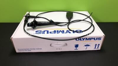 Olympus CYF Type V Video Cystoscope in Box *Mfd 2005* Engineers Report : Optical System - Unable to Check, Angulation - Ok, Insertion Tube - Twisted 45 Degrees, Light Transmission - Ok, Channels - Ok, Leak Check - Ok *SN 2500338*