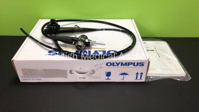 Olympus GIF-1T240 Video Gastroscope in Box *Mfd 1999* Engineers Report : Optical System - Ok, Angulation - Ok, Insertion Tube - Ok, Light Transmission - Ok, Channels - Ok, Leak Check - Ok *SN 2930021*