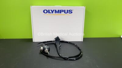 Olympus PCF-240S Video Sigmoidoscope in Case - Engineer's Report : Optical System - No Fault Found, Angulation - Jump in L/R Brake, Insertion Tube - No Fault Found, Channels - No Fault Found, Leak Check - No Fault Found *2300116*