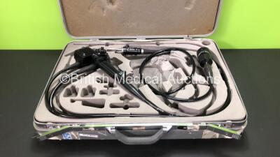 Olympus MH-908 Esophageal Ultrasonic Probe in Carry Case *Mfd 2001* Engineers Report : Optical System - Unable to Check, Angulation - Ok, Insertion Tube - Ok, Light Transmission - Major Light Loss, Channels - Unable to Check, Leak Check - Ok *SN 1110143*