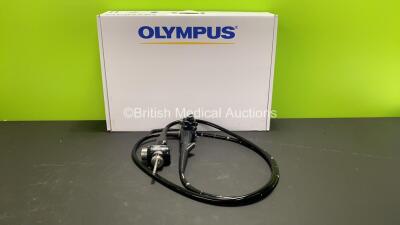 Olympus PCF-240S Video Sigmoidoscope in Case - Engineer's Report : Optical System - No Fault Found, Angulation - L/R Brake Slight Jump, Insertion Tube - No Fault Found, Channels - No Fault Found, Leak Check - No Fault Found *2300106*