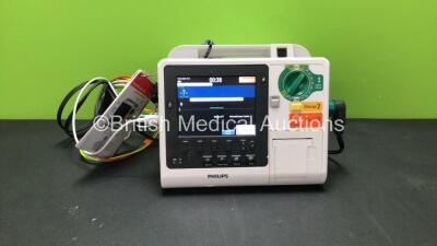 Philips Heartstart XL+ Defibrillator Including Pacer, ECG and Printer Options with 1 x 3 Lead ECG Lead and 1 x Paddle Lead (Powers Up) *SN US81515277*