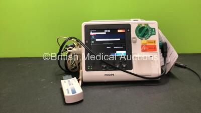 Philips Heartstart XL+ Defibrillator Including Pacer ECG and Printer Options with 1 x 3 Lead ECG Lead,1 x Paddle Lead and 1 x Philips M3725A Test Load (Powers Up) *SN US81515364*