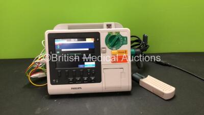 Philips Heartstart XL+ Defibrillator Including Pacer ECG and Printer Options with 1 x 3 Lead ECG Lead,1 x Paddle Lead and 1 x Philips M3725A Test Load (Powers Up) *SN US81515994*