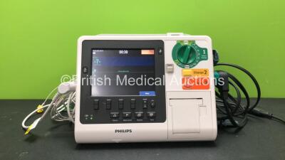 Philips Heartstart XL+ Defibrillator Including Pacer ECG and Printer Options with 1 x 3 Lead ECG Lead,1 x Paddle Lead and 1 x Philips M3725A Test Load (Powers Up) *SN US81514872*