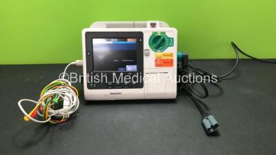 Philips Heartstart XL+ Defibrillator Including Pacer ECG and Printer Options with 1 x 3 Lead ECG Lead and 1 x Paddle Lead (Powers Up) *SN US61305793*