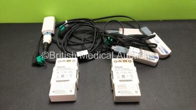 Mixed Lot Including 4 x Paddle Leads, 4 x Philips M3725A 50 Ohm Test Loads and 2 x Philips M3538A Batteries