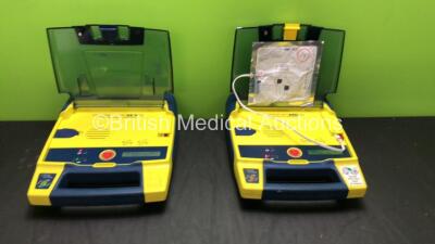 2 x Cardiac Science Powerheart AED G3 Defibrillators with 2 x Batteries (Both Power Up)