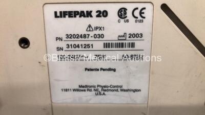 Lifepak 20 Defibrillator / Monitor Including ECG and Printer Options *Mfd 2003* (Powers Up) *31041251* - 3